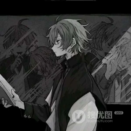 暗黑，个性，伤感动漫男生冷酷帅气的侧脸黑白头像图片