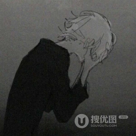 暗黑，个性，伤感动漫男生冷酷帅气的侧脸黑白头像图片