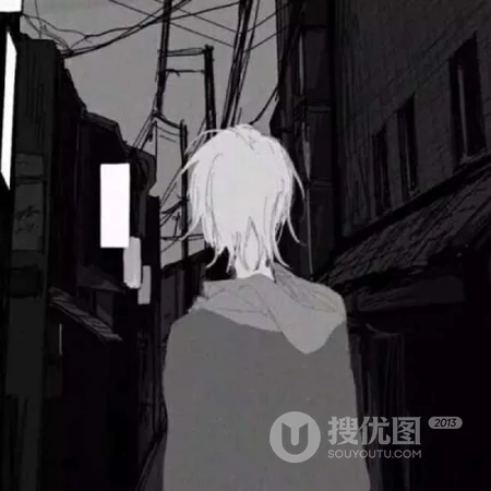 暗黑，个性，伤感动漫男生冷酷帅气的侧脸黑白头像图片