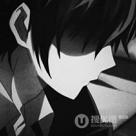 暗黑，个性，伤感动漫男生冷酷帅气的侧脸黑白头像图片