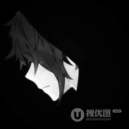 暗黑，个性，伤感动漫男生冷酷帅气的侧脸黑白头像图片