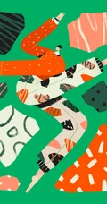 夸张的人物比例，以拼贴方式构图，色彩丰富具有趣味性的插画作品集