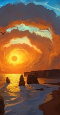 美轮美奂，仿佛仙境，如梦境般上天飞翔、下海遨游的梦幻场景插画美图