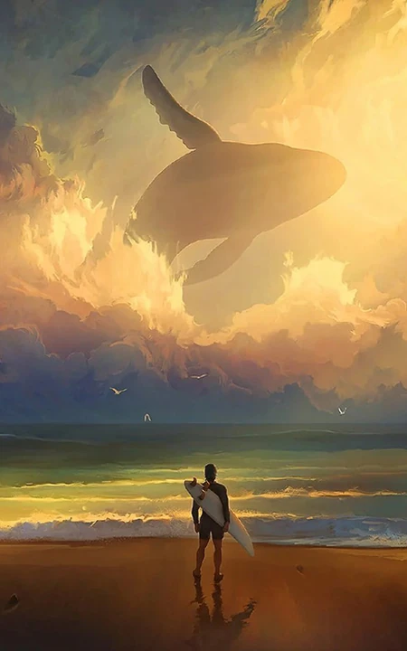 美轮美奂，仿佛仙境，如梦境般上天飞翔、下海遨游的梦幻场景插画美图