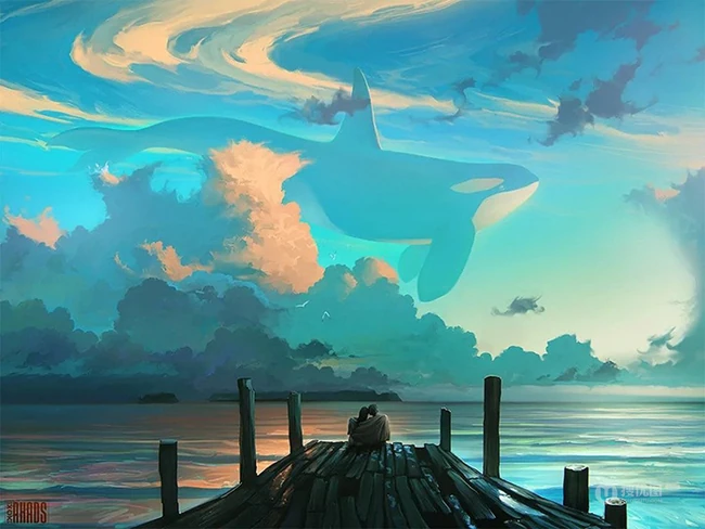 美轮美奂，仿佛仙境，如梦境般上天飞翔、下海遨游的梦幻场景插画美图