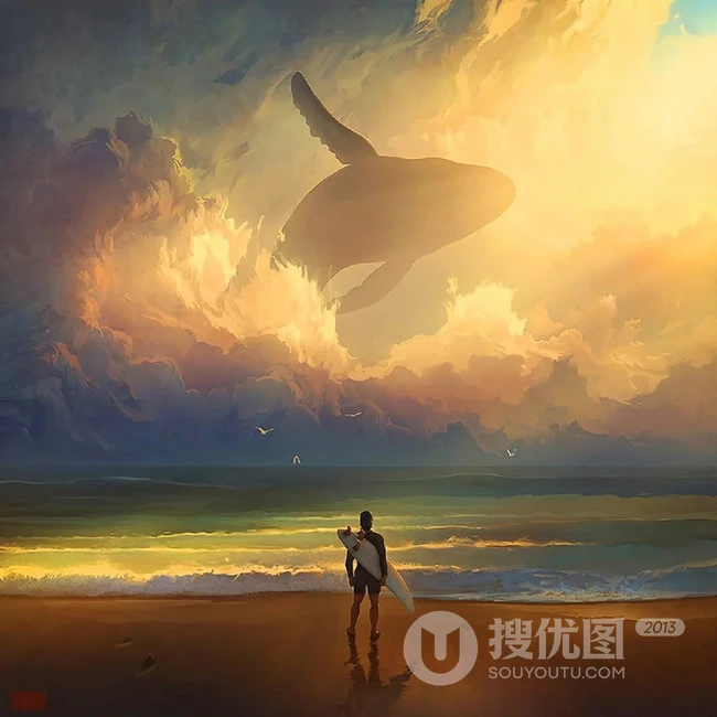 美轮美奂，仿佛仙境，如梦境般上天飞翔、下海遨游的梦幻场景插画美图