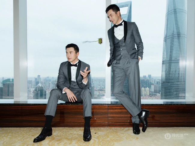 高伟光帅气小平头发型搭配贴身笔挺西服套装超有型写真图片