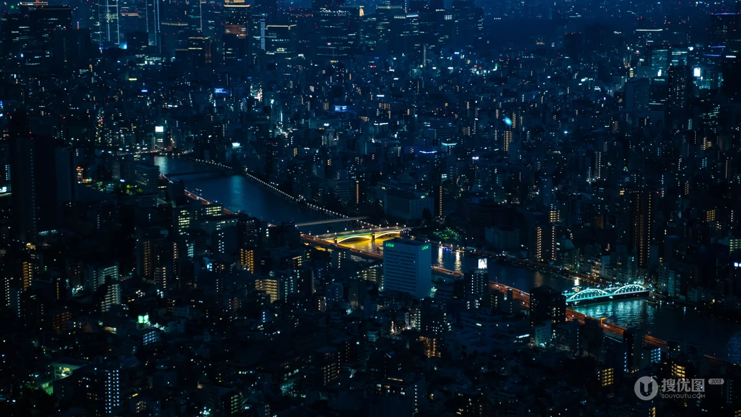 高清航拍夜色美丽的城市夜灯电脑壁纸