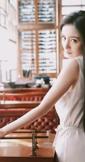 黑直长发温柔小姐姐杨幂时尚气质白裙着身现身酒吧写真美照