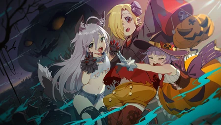 日系万圣节风格动漫魔法师插画桌面壁纸