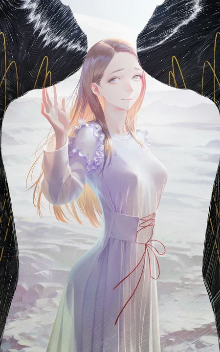 入梦幻般的动漫长发美女插画