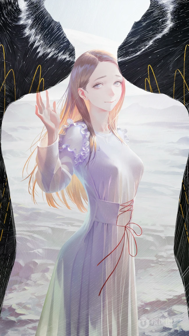 入梦幻般的动漫长发美女插画