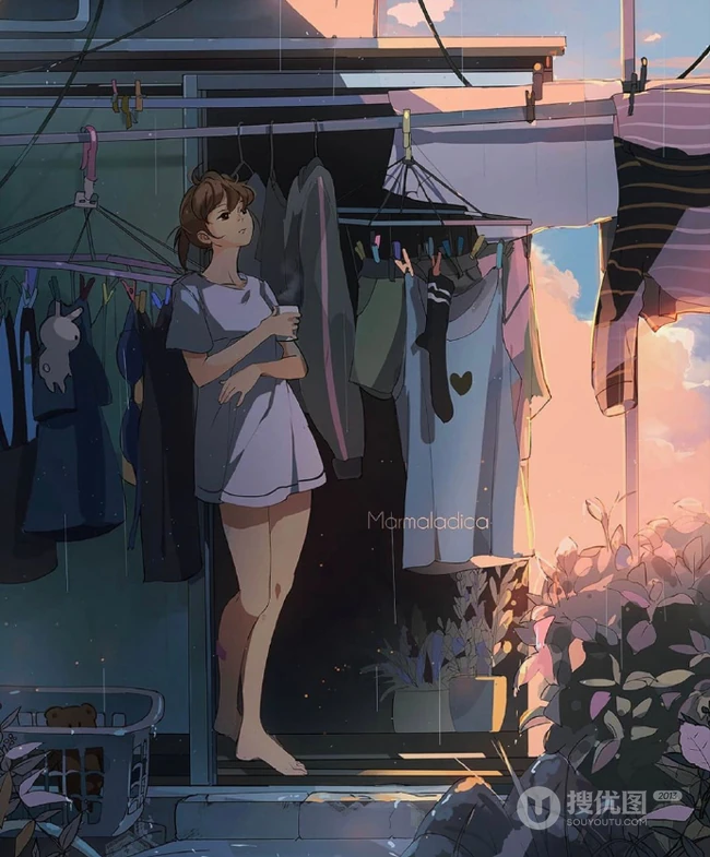 都市生活的少女，精选二次元城市动漫少女生活日常唯美插画图集
