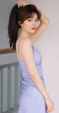温柔可爱绝美漂亮少女小姐姐肩带小碎花V领长裙优雅楼道走廊写真