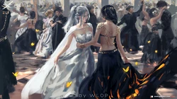 插画师wlop作品高清壁纸之弹钢琴的白衣公主