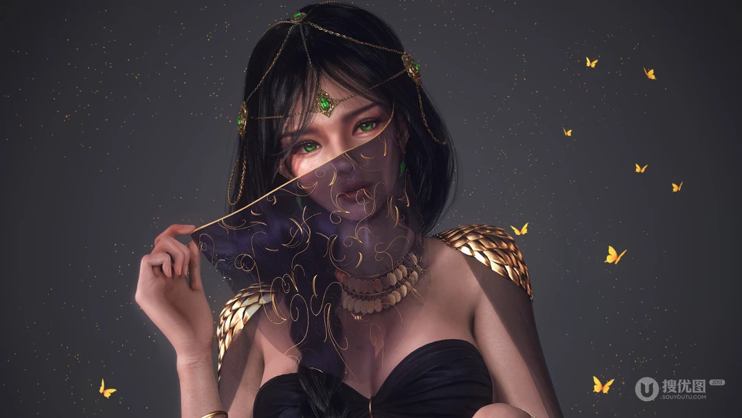 wlop插画壁纸作品集之黑裙公主系列人像插画