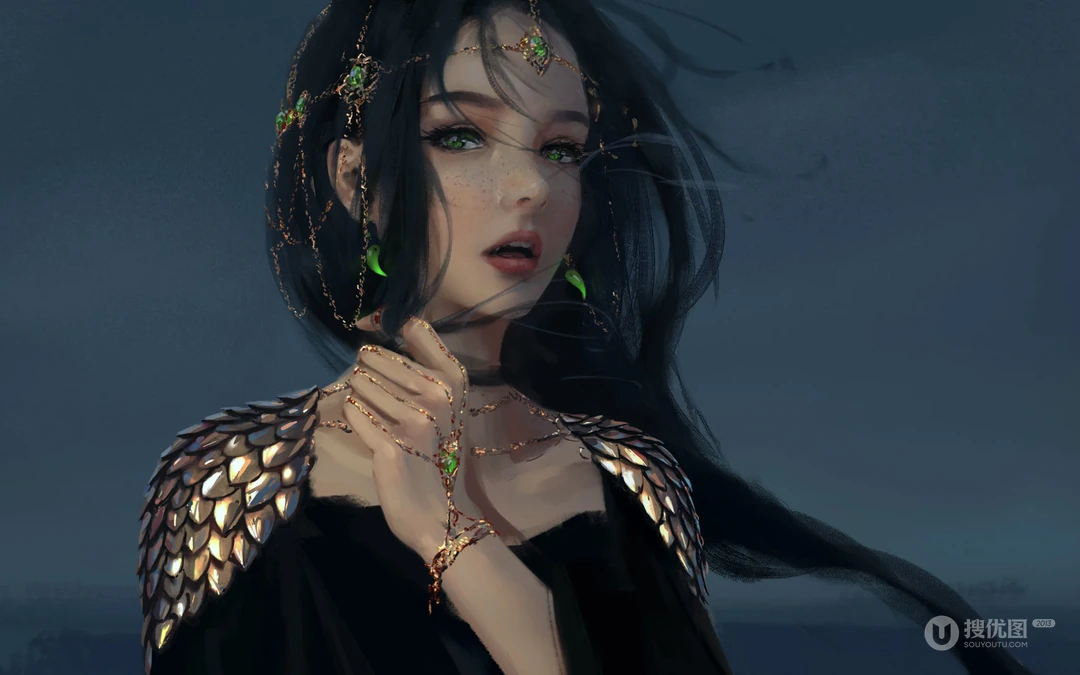 wlop插画壁纸作品集之黑裙公主系列人像插画