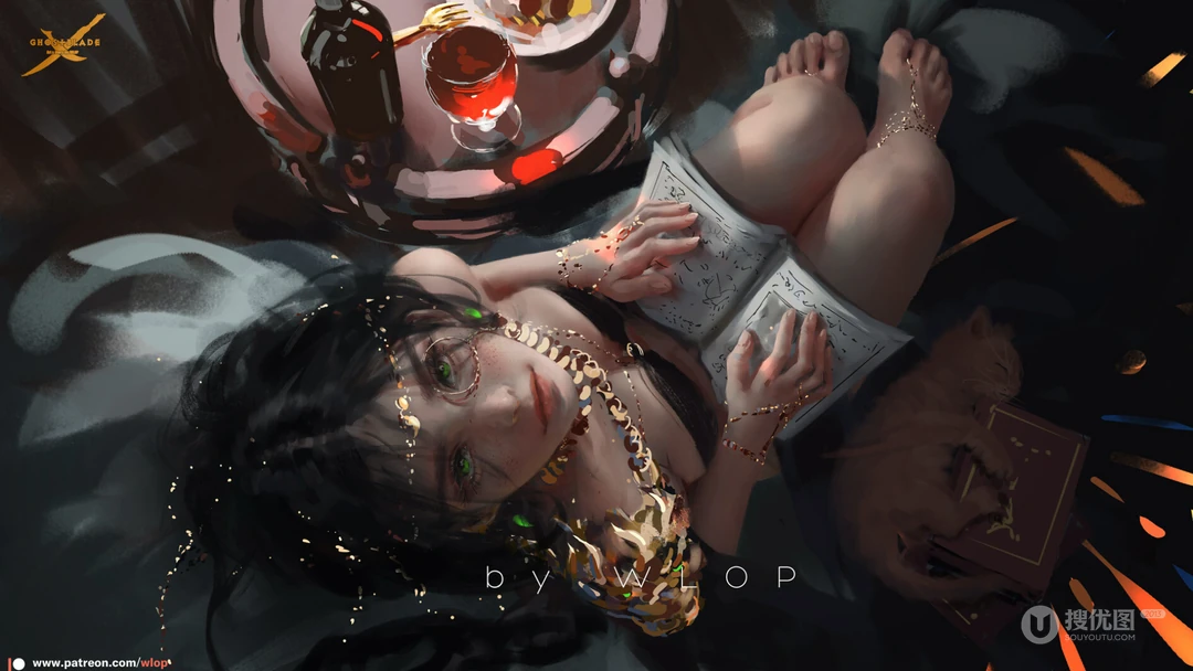 wlop插画壁纸作品集之黑裙公主系列人像插画