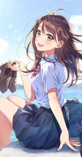 清新短裙装动漫萌少女高清插画图片