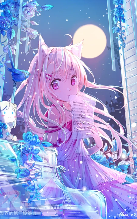 狐狸耳朵或兔耳朵二次元少女高清插画图集欣赏