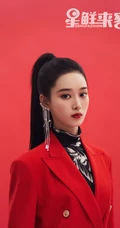 女生歌手徐艺洋黑，红，白三色不同穿搭甜美酷冷时尚写真