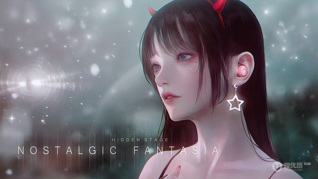 逼真手法动漫美女插画壁纸，看着好清纯