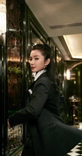 李冰冰酷酷写真，竖纹西服套装着身，宛如大佬般气场十足