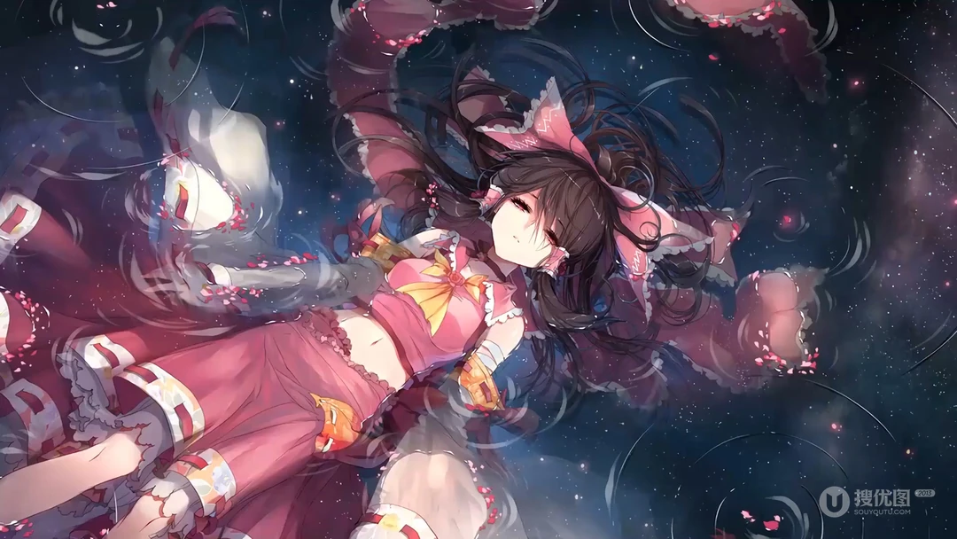 躺在水里的二次元动漫女孩