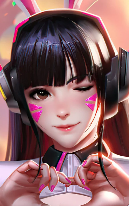 做萌表情比爱心戴着兔耳朵的守望先锋人物D.Va