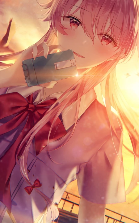 夕阳日照下的二次元动漫美女