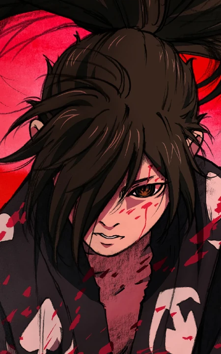 帅气日本年轻武士近照肖像插画手机壁纸
