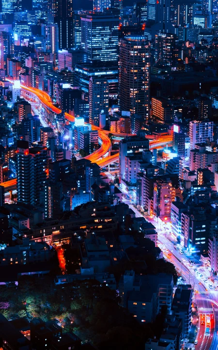 欧美一线城市繁华的高楼灯光夜景超清手机壁纸
