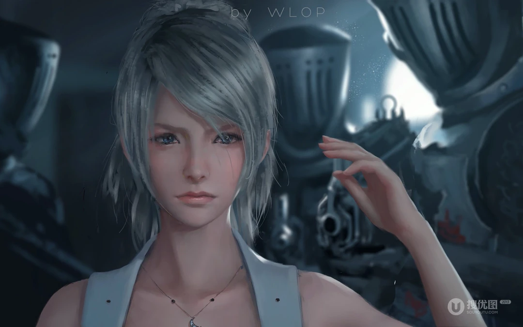 wlop作品现代少女人像手绘插画桌面壁纸
