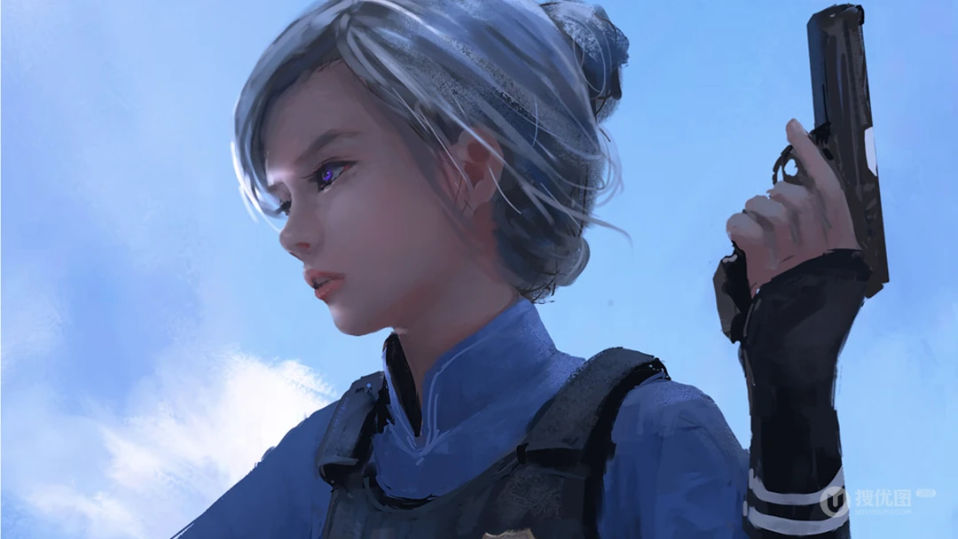wlop作品现代少女人像手绘插画桌面壁纸
