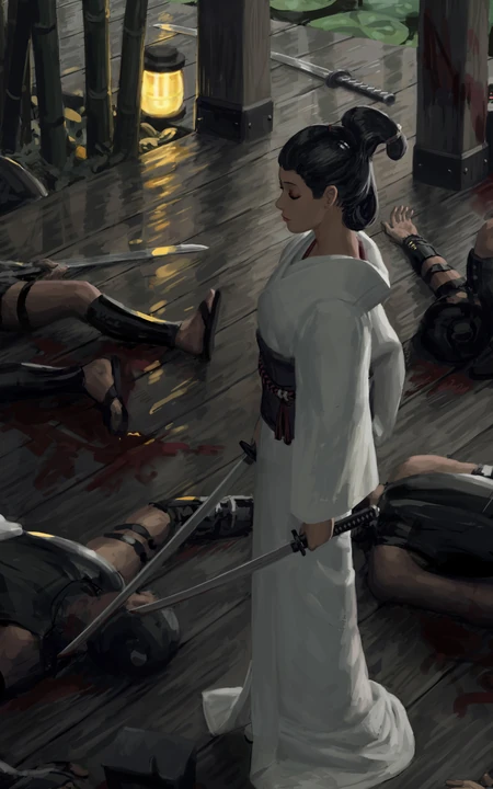 插画师GUWEIZ古代武士女人物肖像插画手机壁纸第0924合集