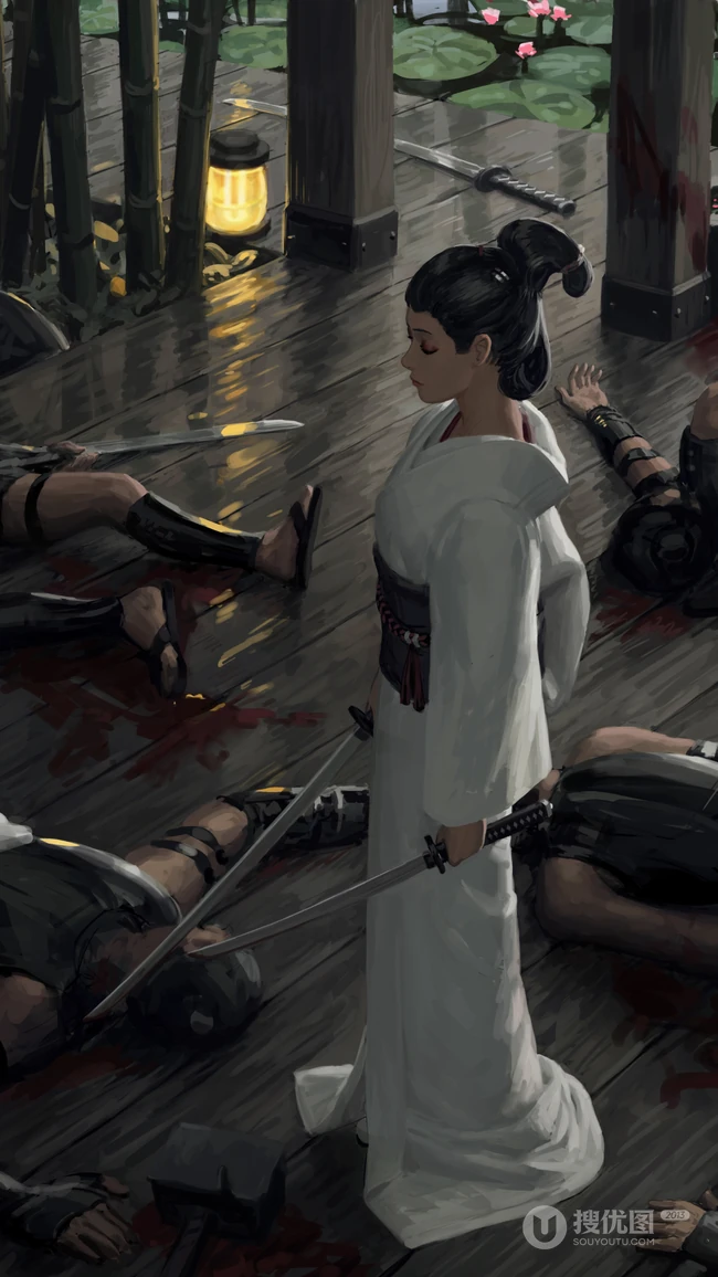 插画师GUWEIZ古代武士女人物肖像插画手机壁纸第0924合集