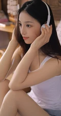 长发柔顺嫩白美脚女生白背心短裤悠闲居家写真照