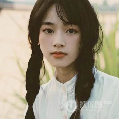 漂亮可人长发校服装少女，和双麻花辫白衫纯妹子真人头像套图