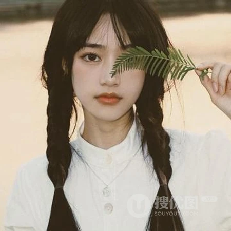 漂亮可人长发校服装少女，和双麻花辫白衫纯妹子真人头像套图