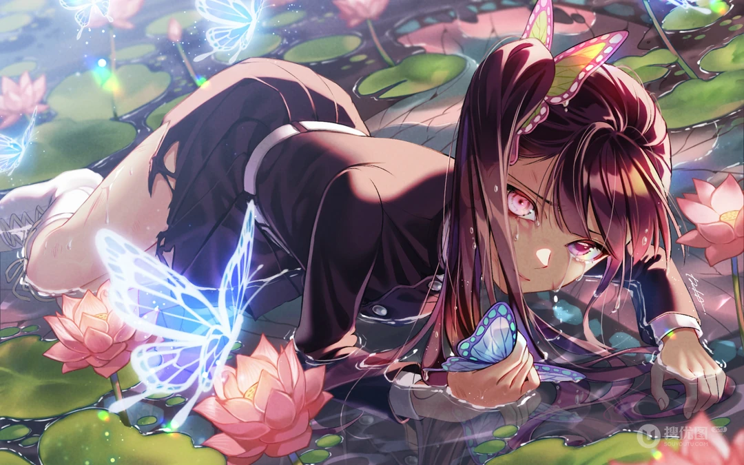躺在荷花池的性感湿身动漫美女