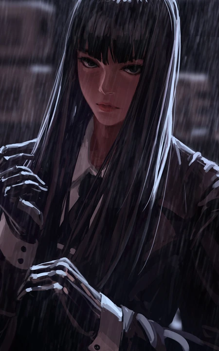 GUWEIZ插画作品之西服长发女杀手系列人像手机壁纸