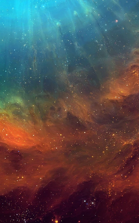 蓝橙宇宙极光星空高清手机壁纸