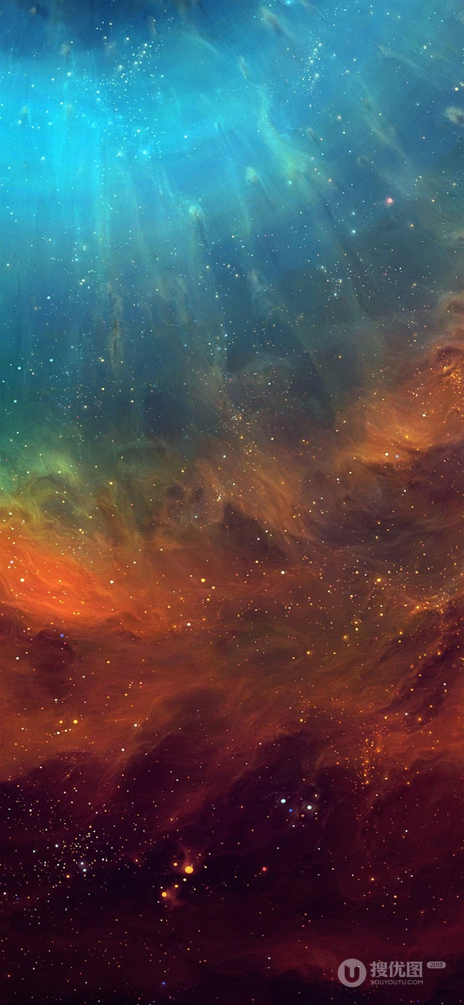 蓝橙宇宙极光星空高清手机壁纸