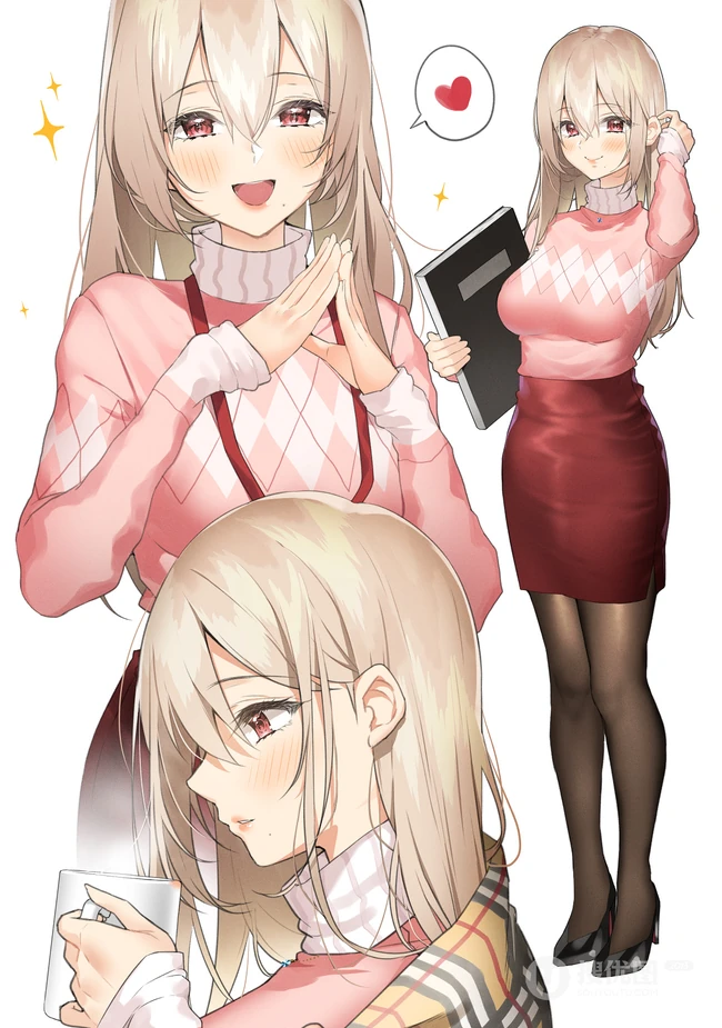 夸张的身材曲线，穿紧身制服短裙或袜装的二次元动漫女生轻熟图集