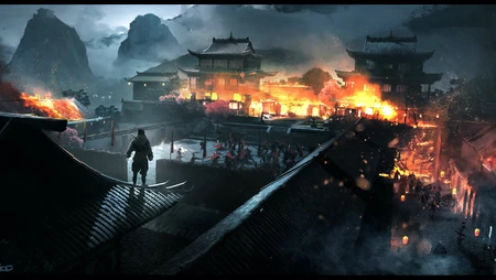 燃烧的城池游戏场景插画壁纸图片