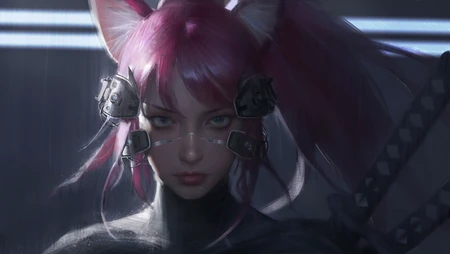 狐狸动漫美女近照人像高清壁纸下载