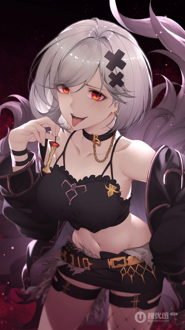 身材好白头发穿吊带衣的动漫美女