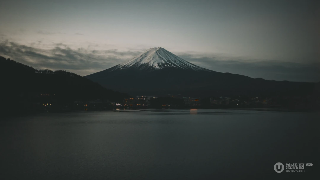 夜色降临唯美的日本名山富士山风景高清壁纸