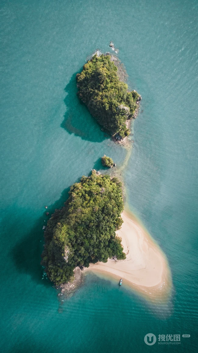 海上奇特的两座小岛风景航拍手机壁纸