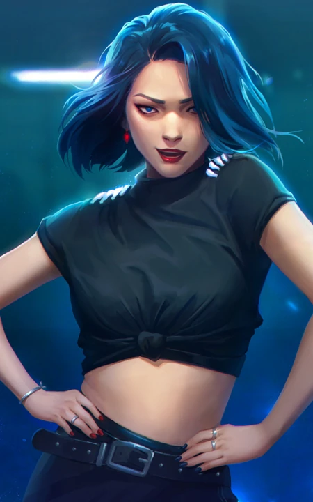 性感扭腰的短发动漫美女高清插画手机壁纸
